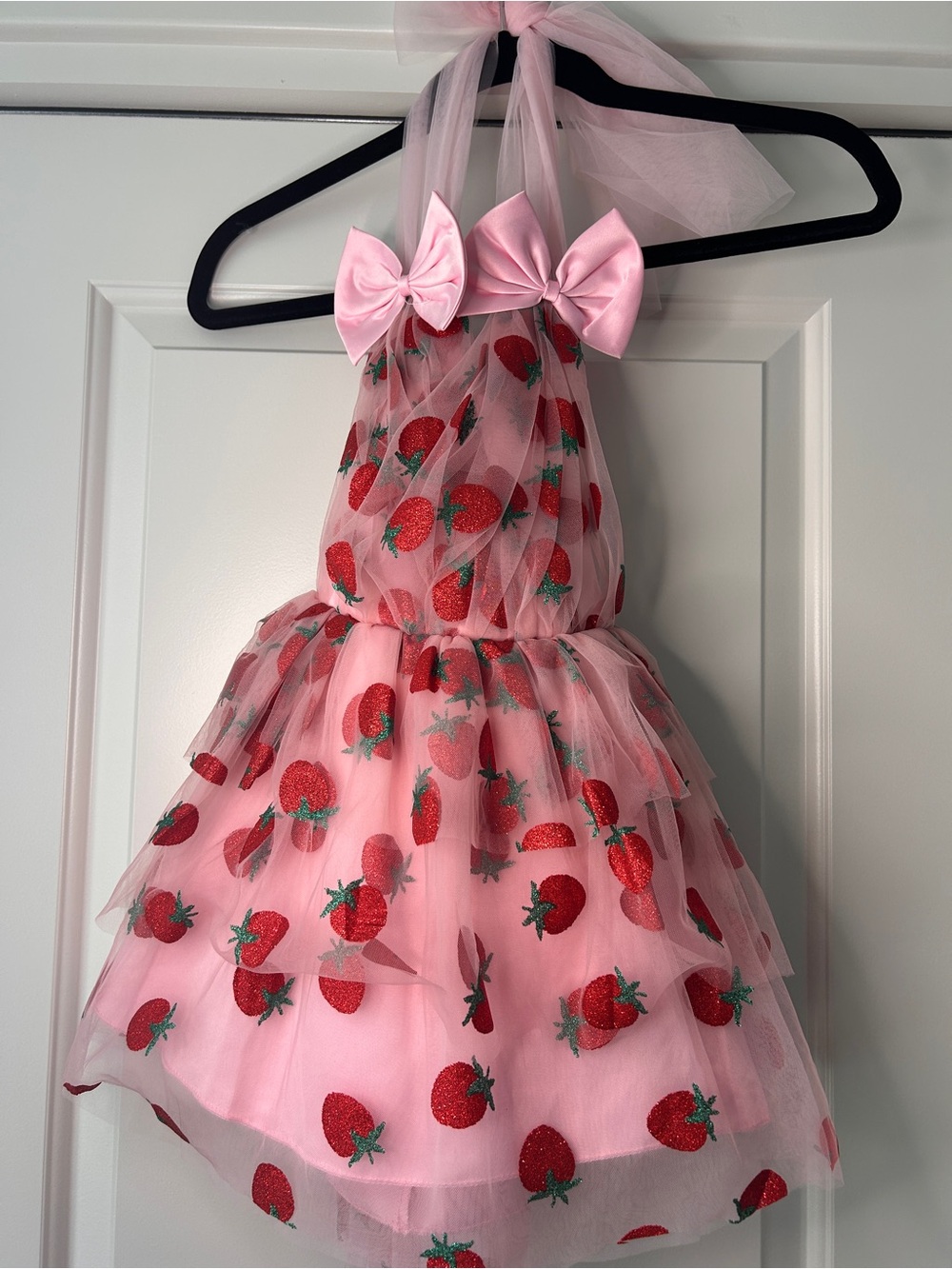 Pink Strawberry Print Tulle Halter Dress for Girls / Halloween Costume/ Dress up